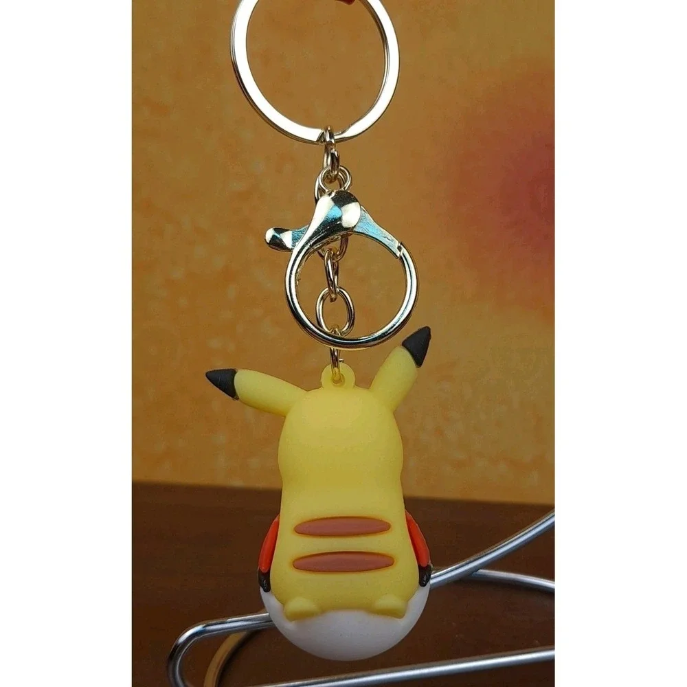 Pokemon Pokeball Keychain Pikachu Riding Pokeball 3D PVC